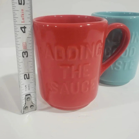 Lenox Kate Spade New York Set of  2 All in Good Taste Teal/Red Mugs. - Picture 6 of 6
